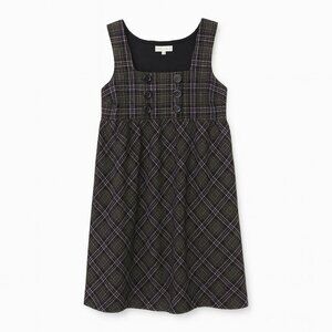 Marianne Chace‎ Wool Blend Plaid Button Front Dress Size 6 Dark Academia Preppy